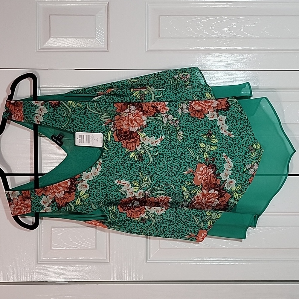 Torrid Green Floral Leopard Sleeveless Double Layer Top NWT SZ 2X